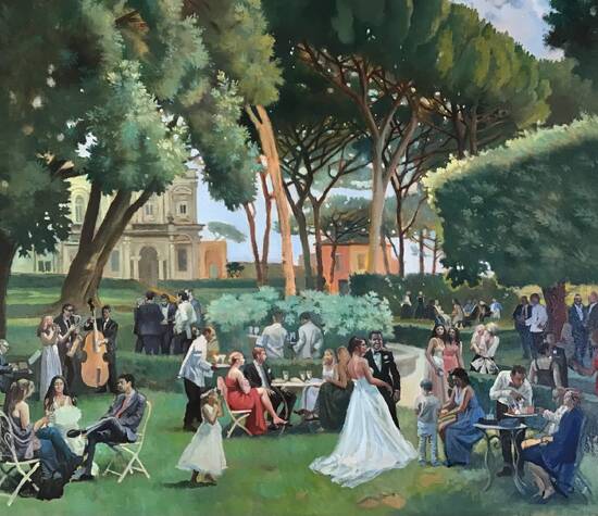 Event Painting di un Cocktail Hour a Villa Aurelia, Roma - Wedding Cocktail Hour