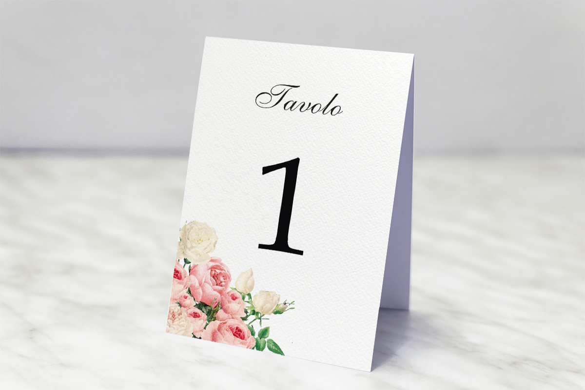 Numeri Tavoli Con fiori rosa e bianchi Livia Star