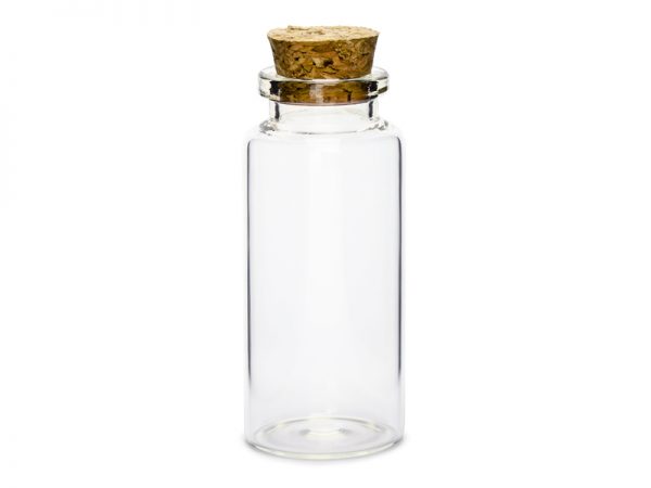 Addobbi Matrimonio Bottiglie di vetro trasparente con tappi di sughero: 12 pezzi.