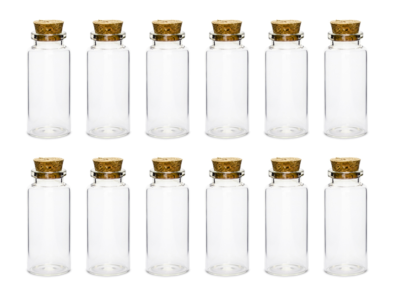 Mini bottiglie di vetro a baionetta con tappo in sughero Bottiglie dei  desideri trasparenti 12X28X6 mm Pendenti in vasetti di vetro da 1,4 ml