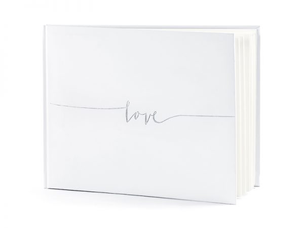 Addobbi Matrimonio Firma del libro "Amore" Colore bianco e argento