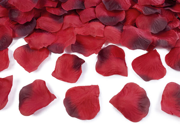 Addobbi Matrimonio Petali di tessuto rosso fumo: 100 pezzi.