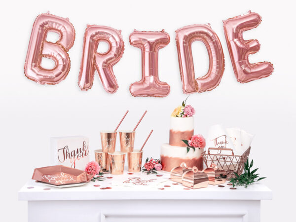 Accessori Addio al Nubilato Rose Gold Paper Plates for Bridal shower party: "Bride Squad".