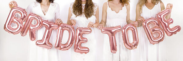 Accessori Addio al Nubilato Globi di nozze in lamina "Bride to Be": colore oro rosa