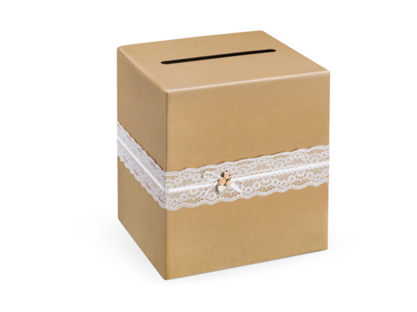 Addobbi Matrimonio Busta di carta kraft e scatola dei messaggi con nastri bianchi