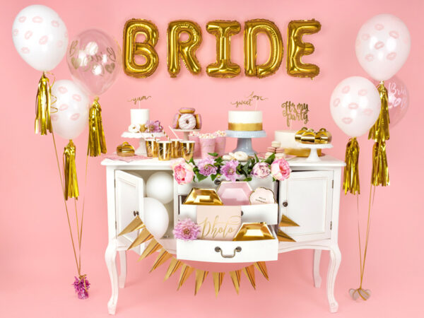Accessori Addio al Nubilato Palloncini trasparenti da festa di nozze "Bride to Be" Colore oro: 50 unità