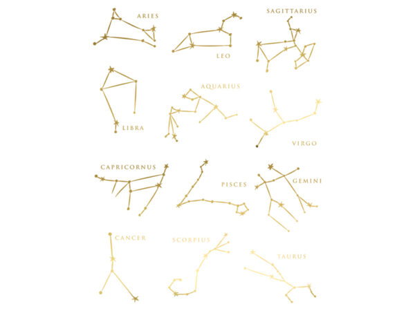 Accessori Addio al Nubilato Tatuaggi temporanei dell'addio al nubilato di colore oro: segni zodiacali