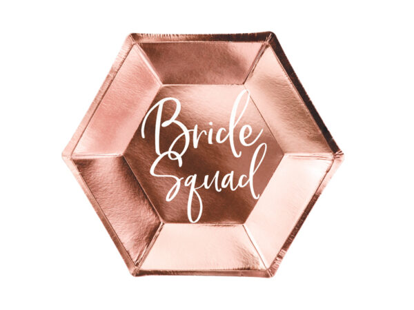 Accessori Addio al Nubilato Rose Gold Paper Plates for Bridal shower party: "Bride Squad".