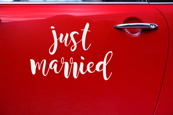 Addobbi Matrimonio Adesivo auto matrimonio bianco: "Just Married".