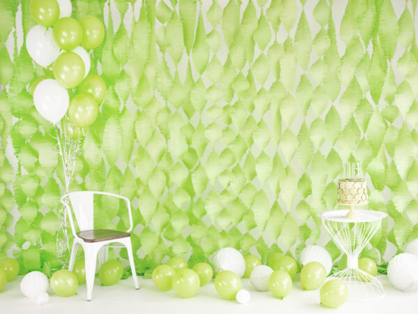 Addobbi Matrimonio Corona di strisce di carta crespa verde mela: 3 metri