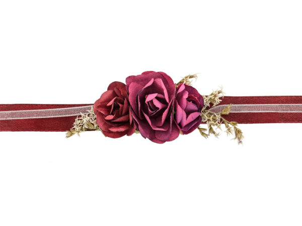 Accessori Addio al Nubilato Bracciale in tessuto con un bouquet di fiori rosso brillante per feste di addio al nubilato