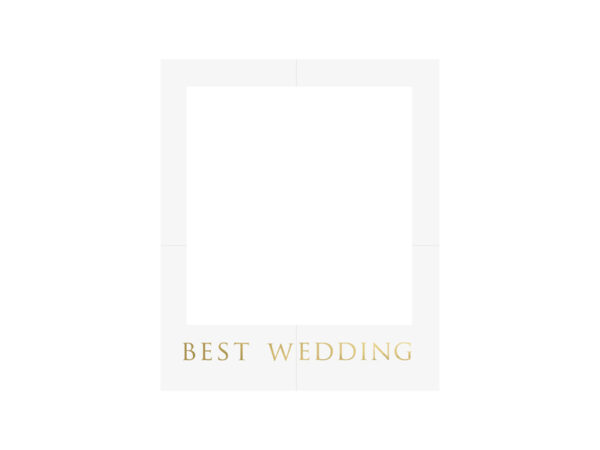 Addobbi Matrimonio Selfie Frame Kit bianco con scritte in oro: "Best Wedding": accessori inclusi