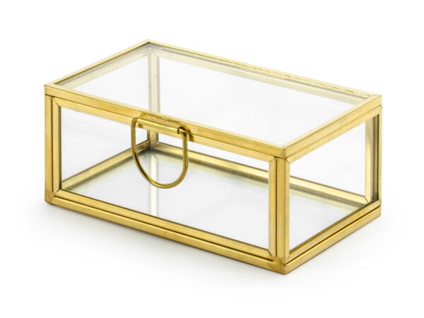 Addobbi Matrimonio Scatola porta anelli in cristallo e vetro placcato oro