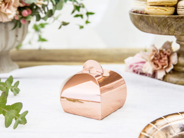 Bomboniere Matrimonio Scatola di cartone con effetto specchio in oro rosa: 10 pezzi.
