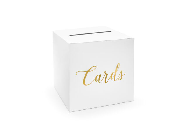 Addobbi Matrimonio Scatola di cartone bianco per buste e messaggi "Cards" Golden