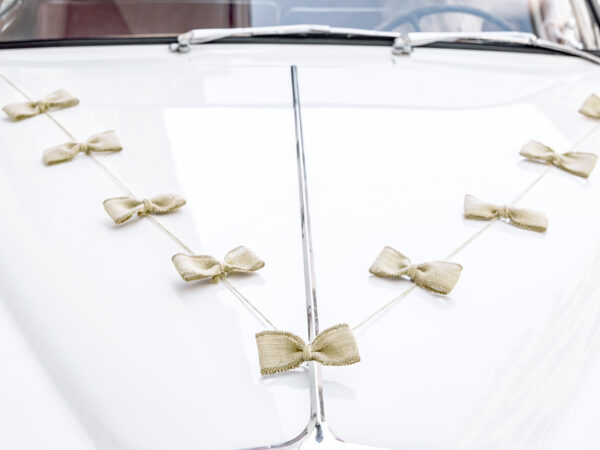 Addobbi Matrimonio Kit per auto da sposa marrone: fiocchi di iuta e ghirlanda