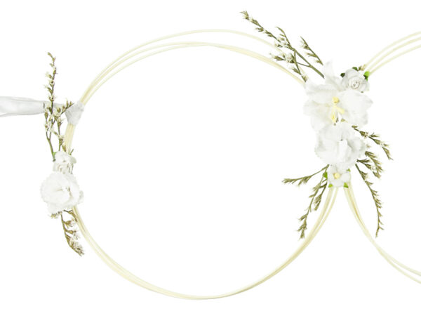 Addobbi Matrimonio Rattan Kit auto degli sposi bianco: 2 anelli, nastro e bouquet e ornamenti per la porta