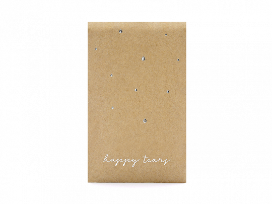 Accessori Getting Ready Sposa Fazzoletti usa e getta in busta di carta Kraft con scritta in argento "Happy Tear": 10 pezzi.