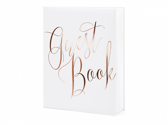 Addobbi Matrimonio Libro delle firme bianco e rosa dorato "Guest Book".