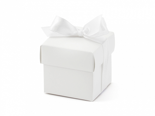 Bomboniere Matrimonio Scatola quadrata di cartone bianco con coperchio: 10 pezzi.