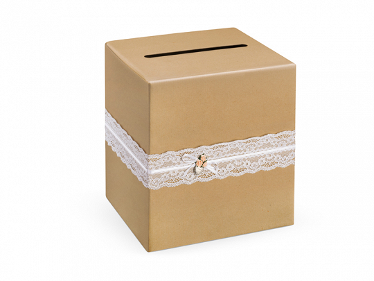Addobbi Matrimonio Busta di carta kraft e scatola dei messaggi con nastri bianchi