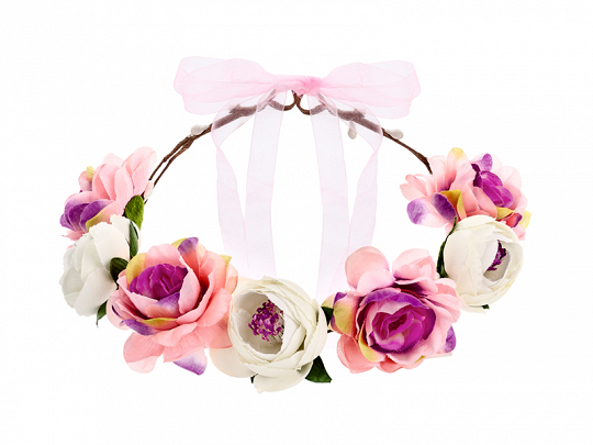 Accessori Addio al Nubilato Corona di fiori bianchi e rosa per l'addio al nubilato